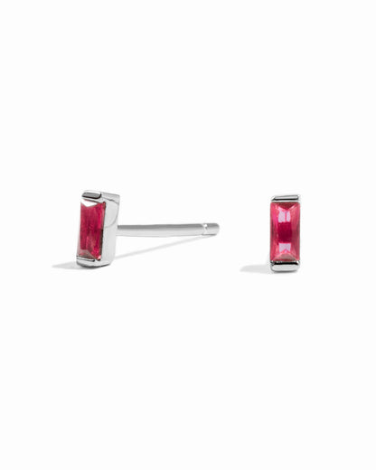 Ruby Baguette Stud Earrings
