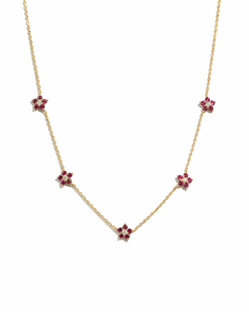 Ruby Flower Necklace
