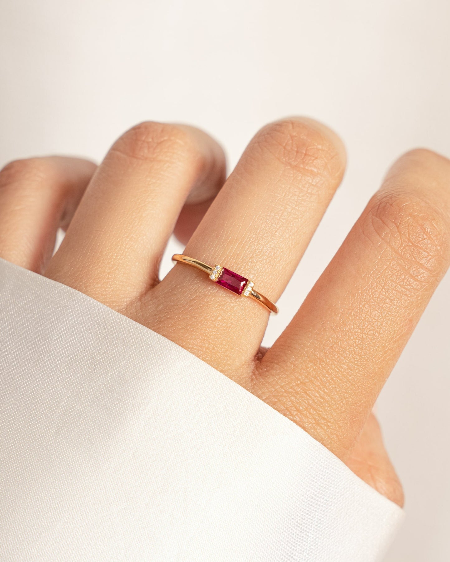 Ruby Simple Baguette Ring