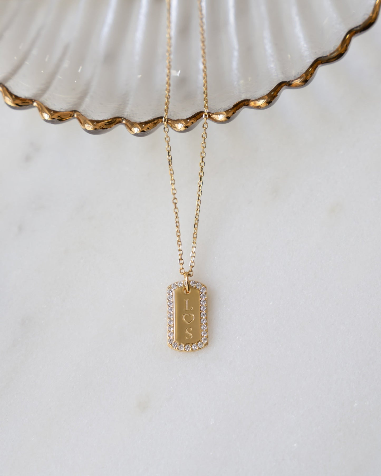 Custom Pavé Tag Necklace