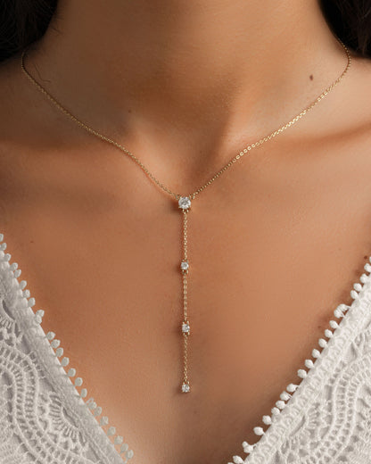 Round Diamond Lariat Necklace