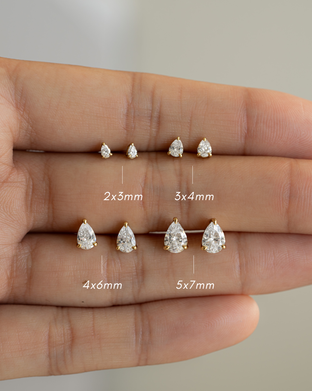 2x3mm Pear Studs (Multiple Sizes Available)