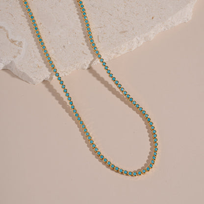 Round Turquoise Tennis Necklace