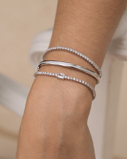 Striped Pavé Diamond Bangle