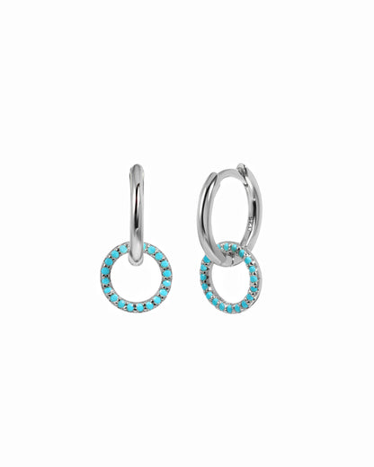Turquoise Circle Charm Hoops