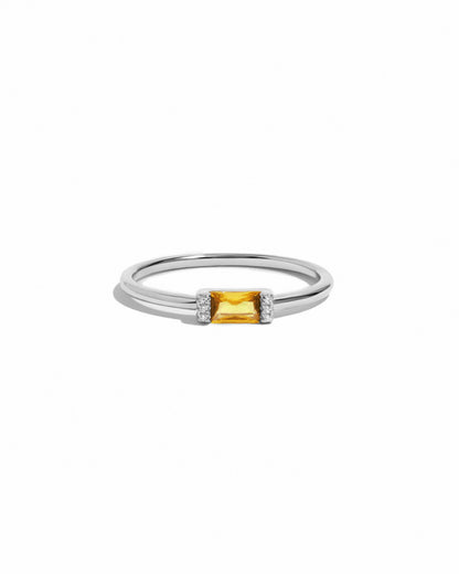 Citrine Simple Baguette Ring