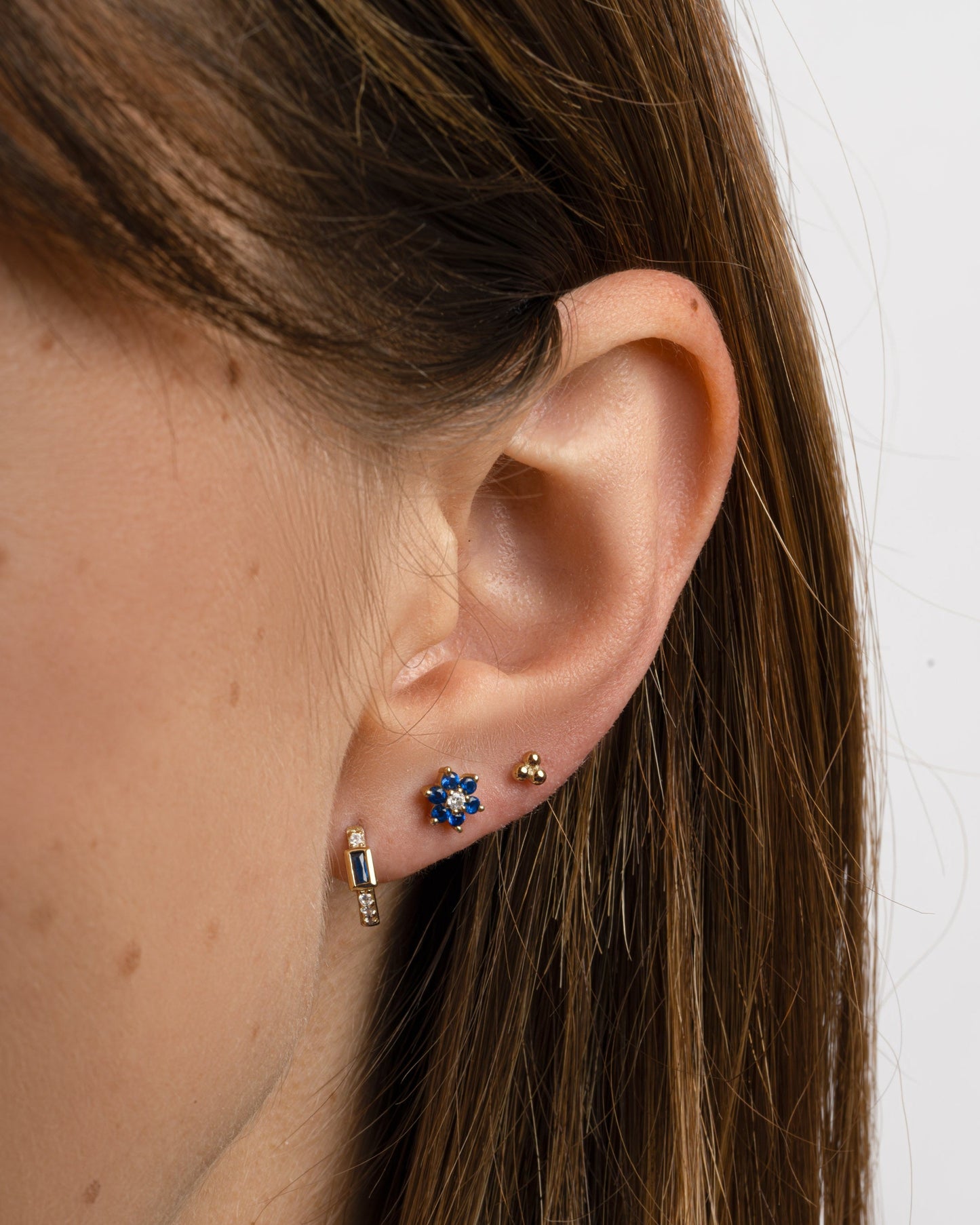 Sapphire Baguette Huggie Earrings