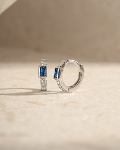 Sapphire Baguette Huggie Earrings
