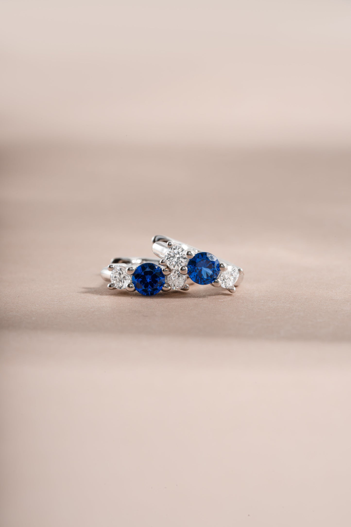 Sapphire Three Stone Huggie Hoops