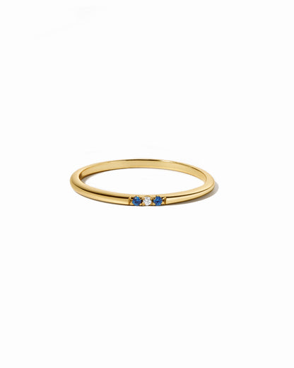 Sapphire 3 Stone Diamond Ring