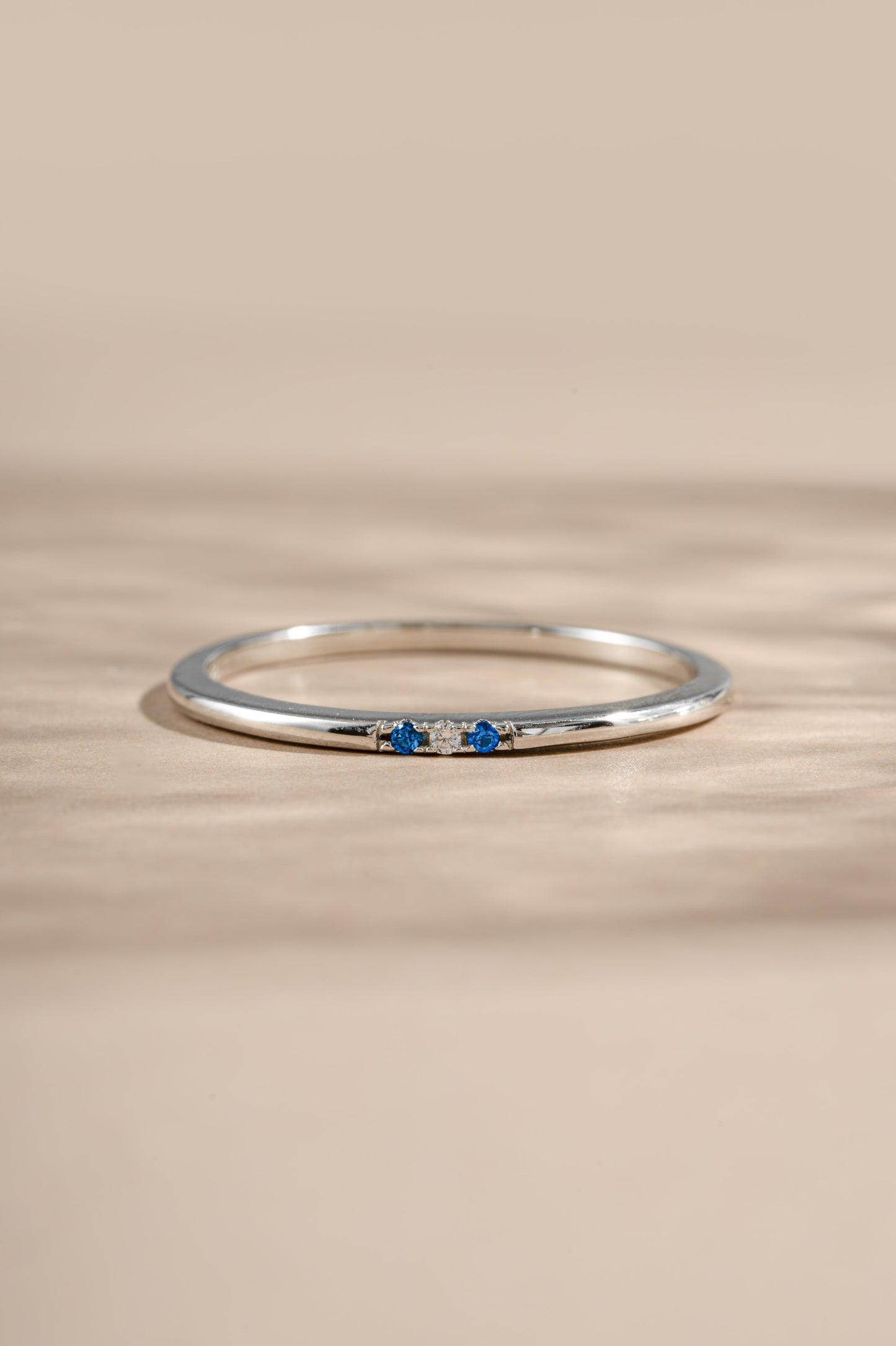 Sapphire 3 Stone Diamond Ring