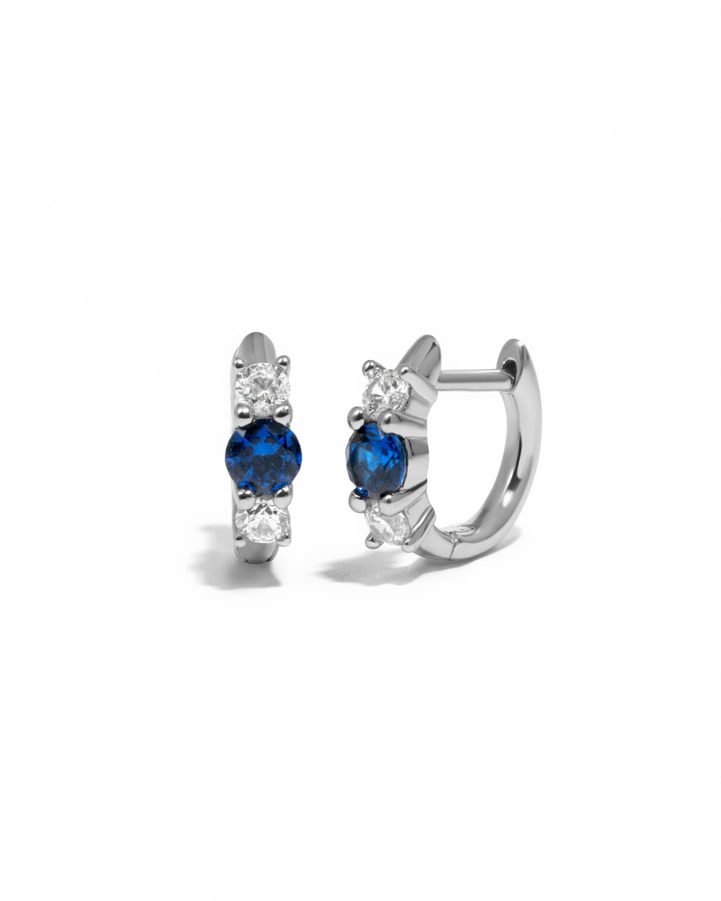 Sapphire Three Stone Huggie Hoops