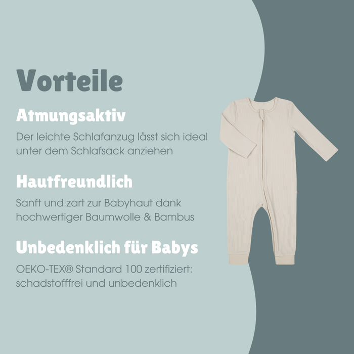 Schlafanzug mit Bündchen | Essential Beige