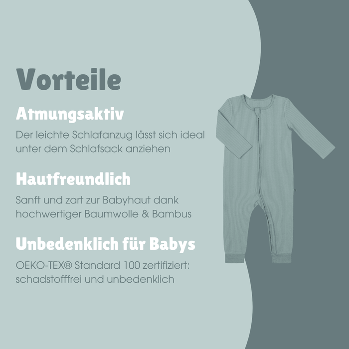 Schlafanzug mit Bündchen | Essential Mint