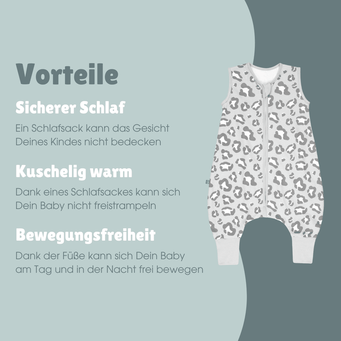 Schlafsack mit Füßen 1.0 TOG | Leo Grau