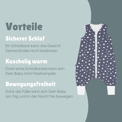 Schlafsack mit Füßen 1.0 TOG | Punkte Blau