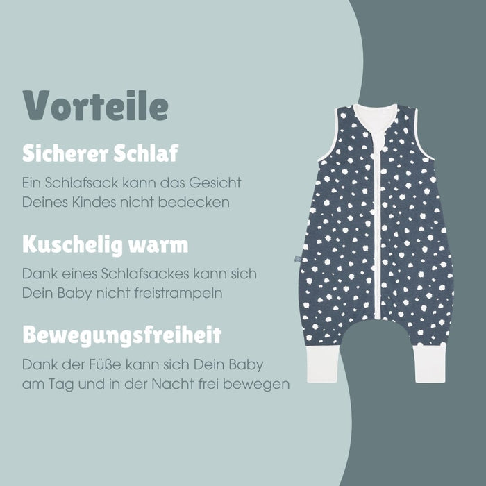 Schlafsack mit Füßen 2.5 TOG | Punkte Blau