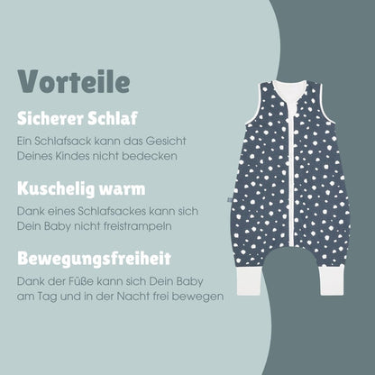 Schlafsack mit Füßen 2.5 TOG | Punkte Blau