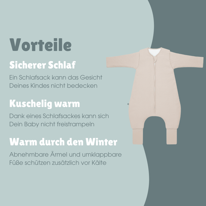 Schlafsack mit Umschlag-Fuß und Ärmel 3.5 TOG | Essential Beige
