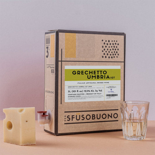 3L box of Grechetto Umbria wine, brown and beige front label