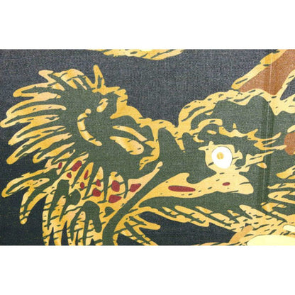 Short Noren Doorway Curtain - Golden Dragon 85 x 150 cm (33.5’’ x 59’’)