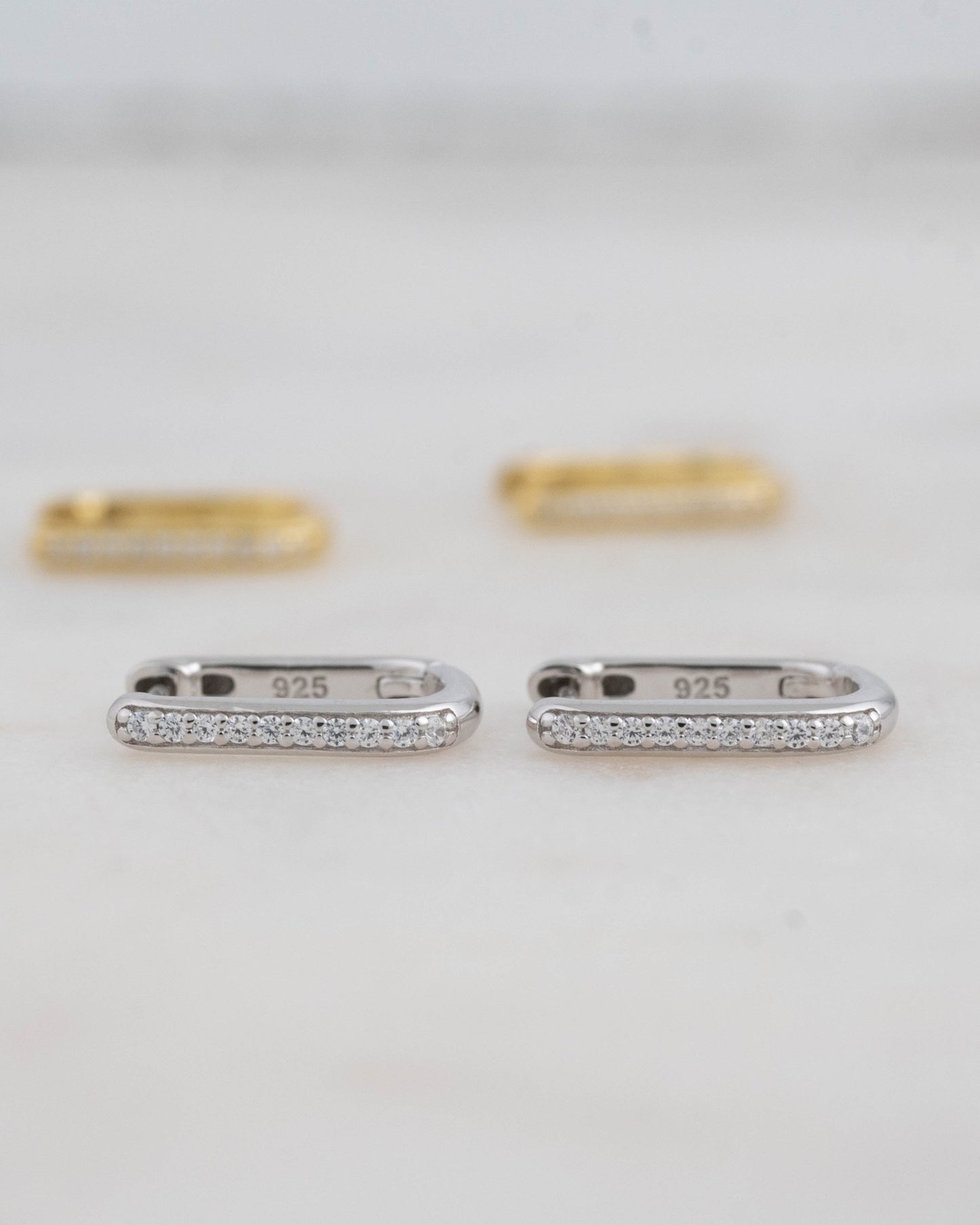 Pavé Square Huggie Hoops