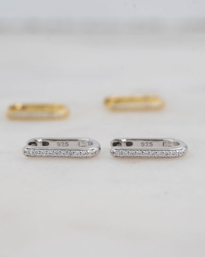 Pavé Square Huggie Hoops