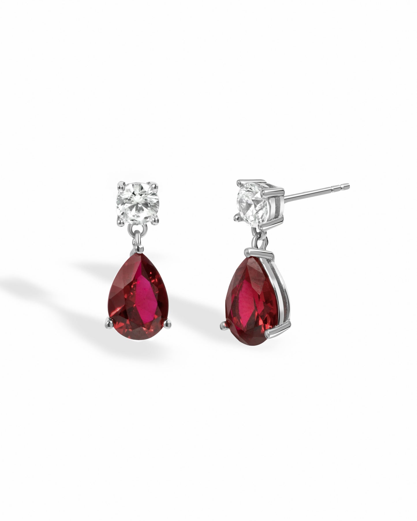 Camille Ruby Pear Drop Earrings