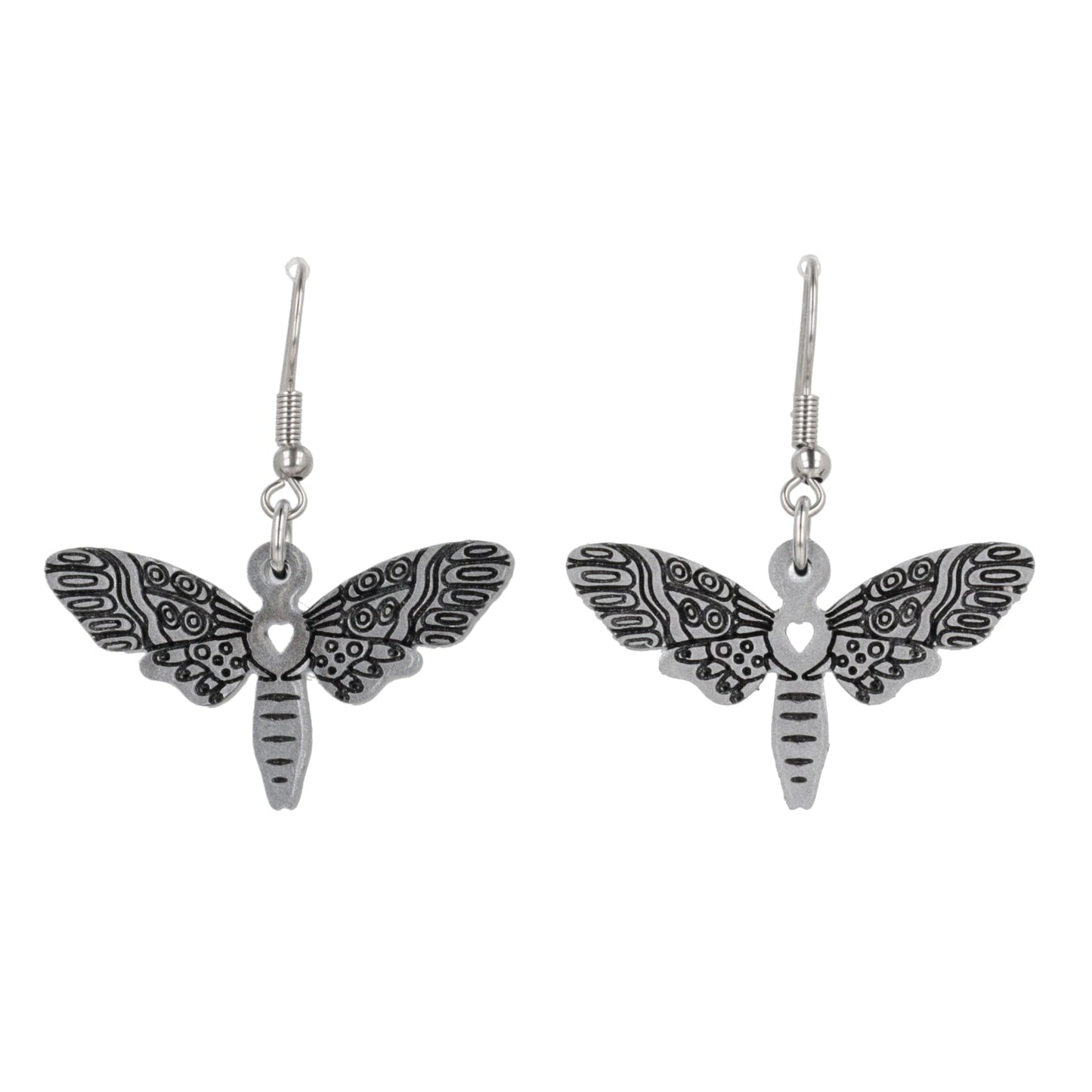 Silver Moth Earrings