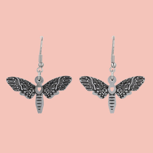 Silver Moth Earrings