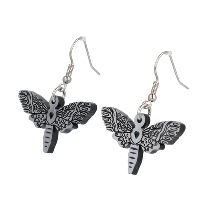 Silver Moth Earrings
