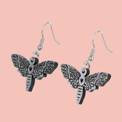 Silver Moth Earrings