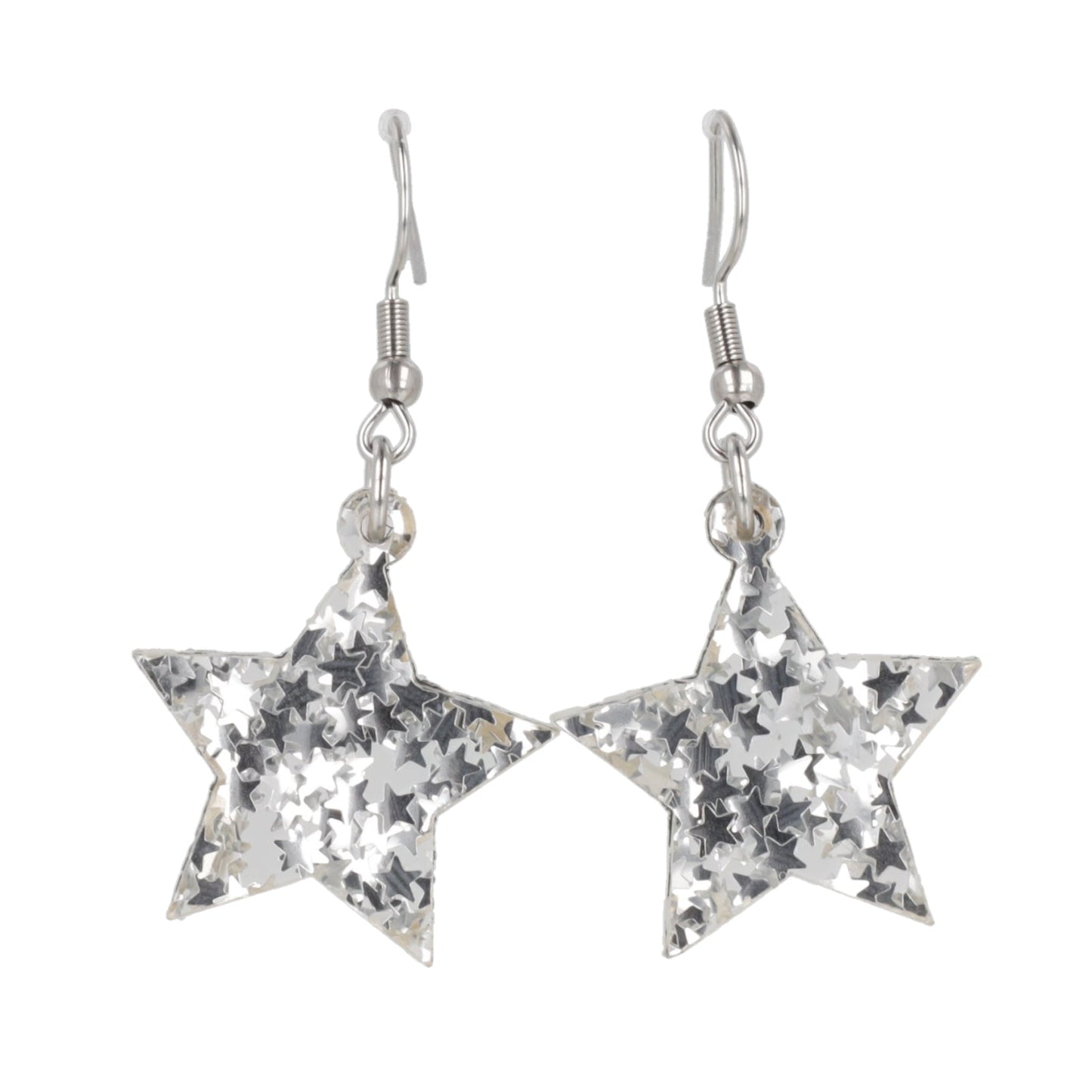 Silver Stellar Confetti Star Earrings