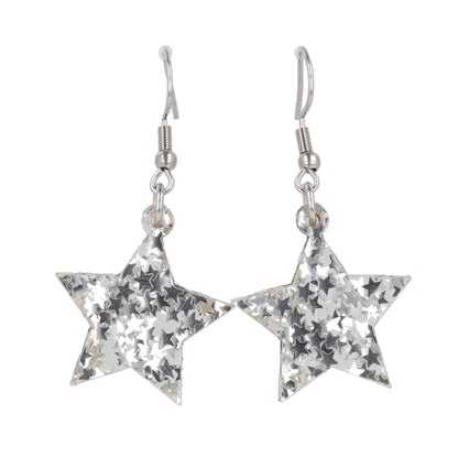 Silver Stellar Confetti Star Earrings