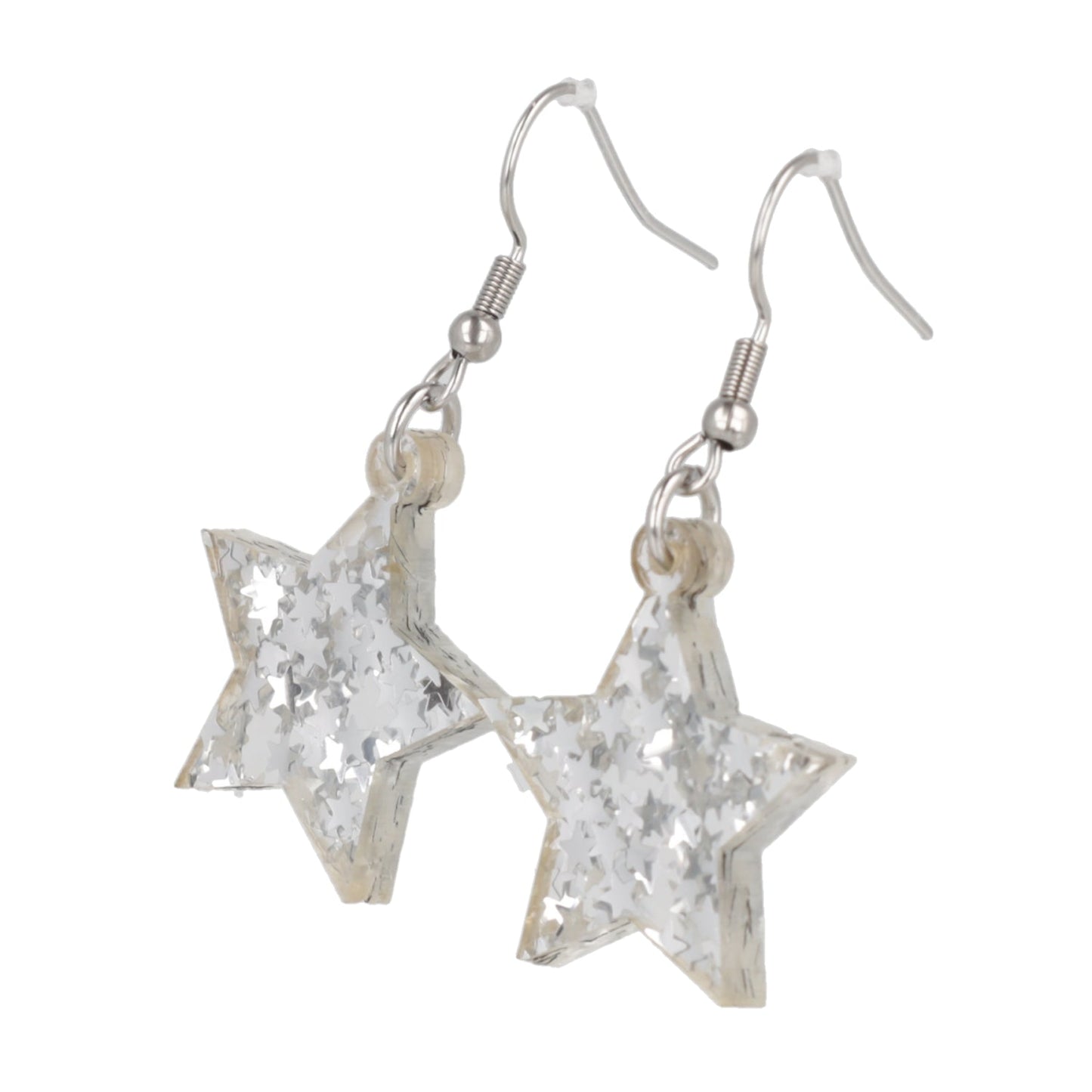 Silver Stellar Confetti Star Earrings