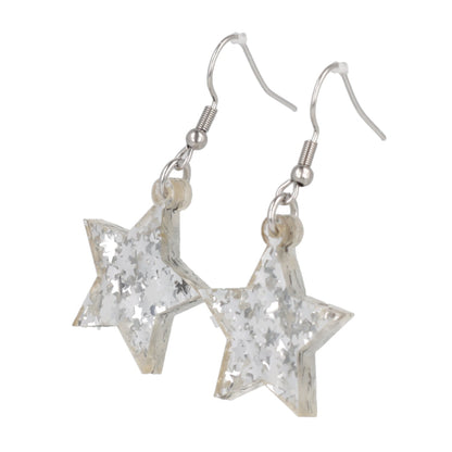 Silver Stellar Confetti Star Earrings
