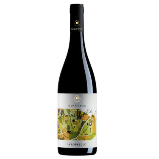 Sincette Groppello Riviera Classico 2021 wine bottle with dark glass and label