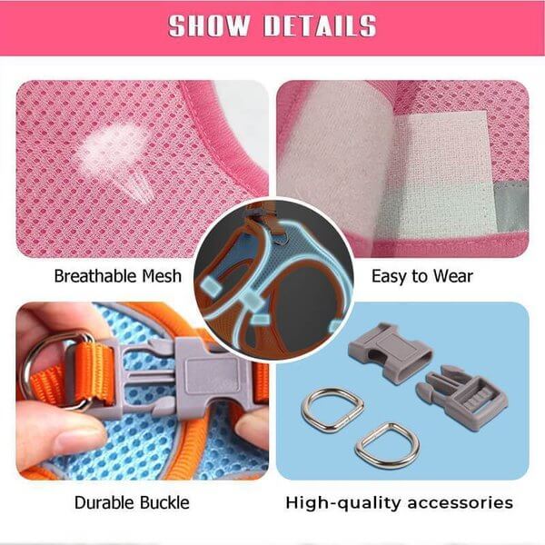üêï One Piece Pet Vest Leash ‚Äì Adjustable & breathable mesh
