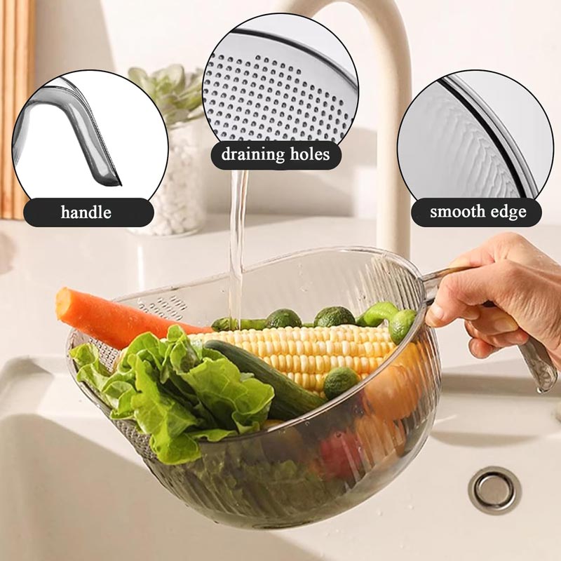 üçö  Multipurpose Rice Washing Bowl Strainer with Handle