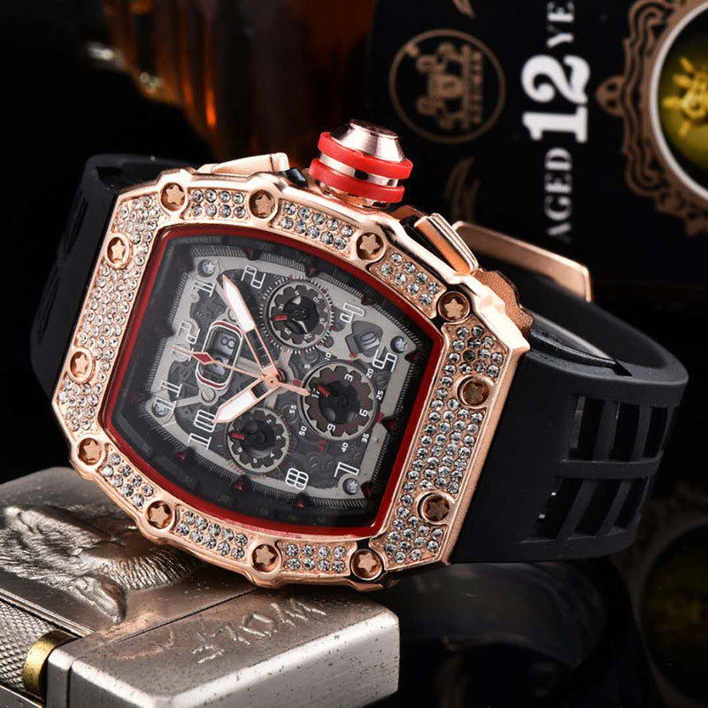 üì¢üì¢40% OFF !! ‚è∞ Luxury Men's Tonneau-Shaped Watch with Rhinestone Embellishment