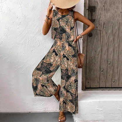üì¢üì¢30% OFF !! ‚è∞ Women's Printed Sleeveless Top & Wide-Leg Pants Set ‚Äì Flowy & breathable ‚Äì Perfect for summer, beach or resort wear ‚Äì effortless chic üå∏