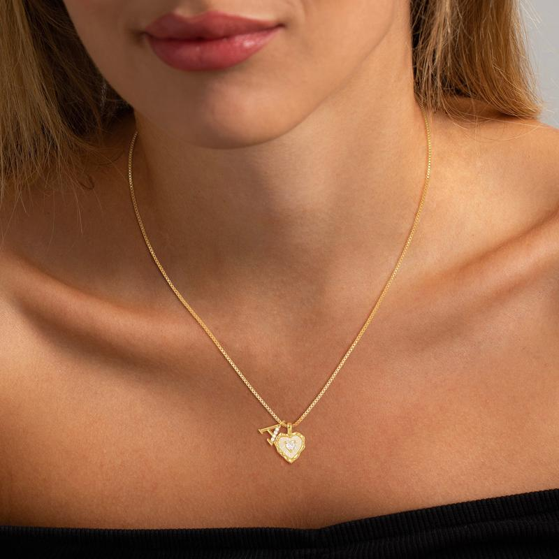 üíéüí• Heart Shaped Letters Micro Pave Chain Necklace ‚Äì Initial Pendant, Titanium Steel, Adjustable ‚ú®