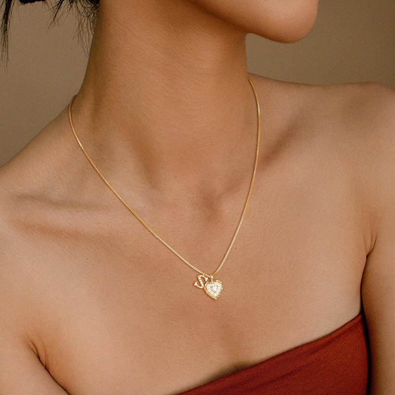 üíéüí• Heart Shaped Letters Micro Pave Chain Necklace ‚Äì Initial Pendant, Titanium Steel, Adjustable ‚ú®