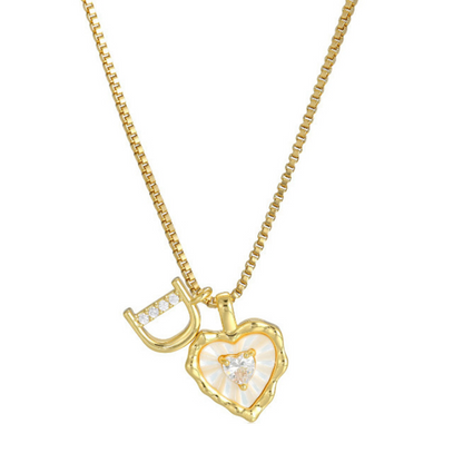 üíéüí• Heart Shaped Letters Micro Pave Chain Necklace ‚Äì Initial Pendant, Titanium Steel, Adjustable ‚ú®