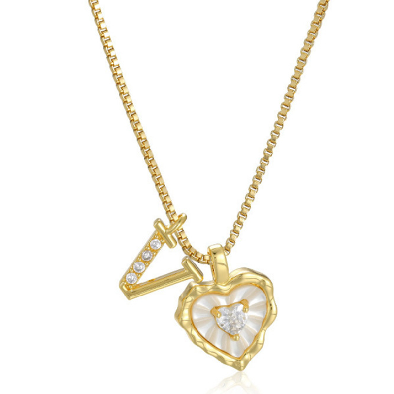 üíéüí• Heart Shaped Letters Micro Pave Chain Necklace ‚Äì Initial Pendant, Titanium Steel, Adjustable ‚ú®