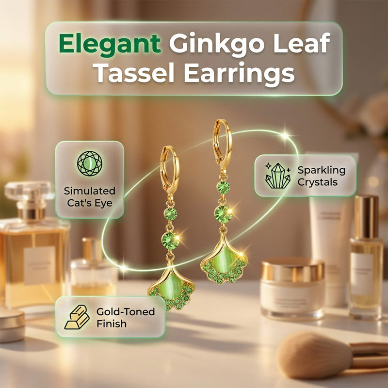 Elegant Ginkgo Leaf Tassel Earrings üíö