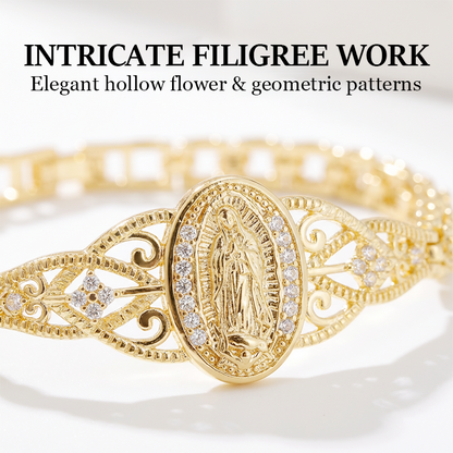 Elegant Hollow Flower Virgin Mary Bracelet ‚ú®