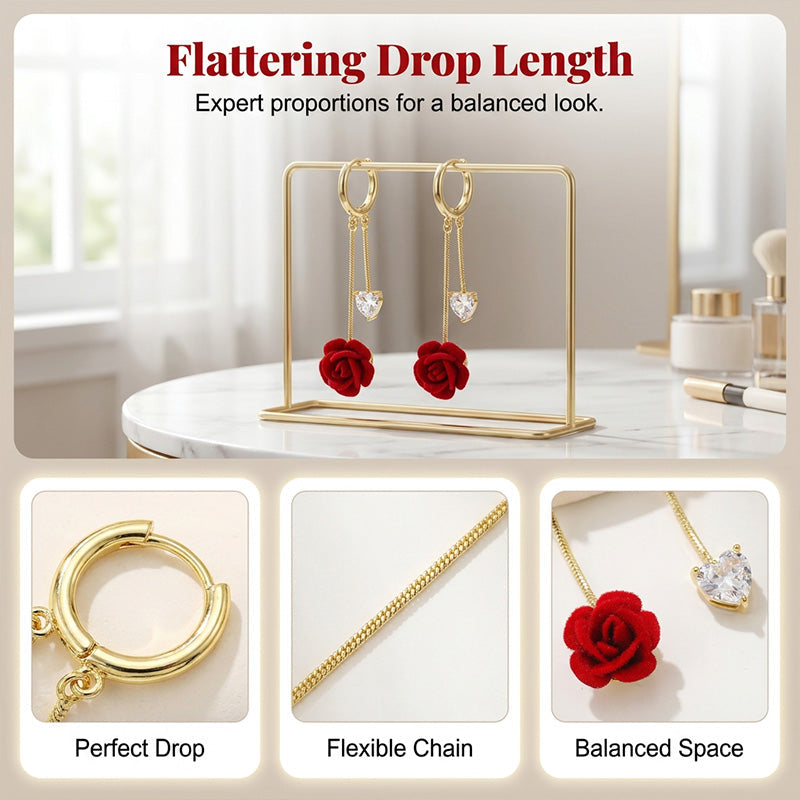 üì¢üì¢40% OFF !! ‚è∞French Vintage Red Rose Dangle Earrings