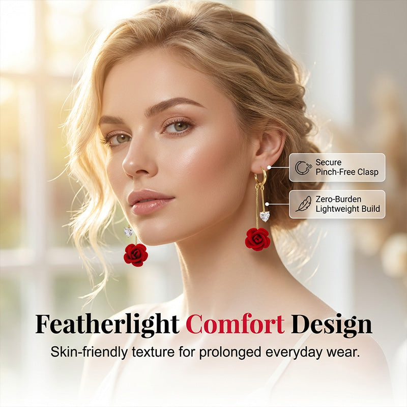 üì¢üì¢40% OFF !! ‚è∞French Vintage Red Rose Dangle Earrings