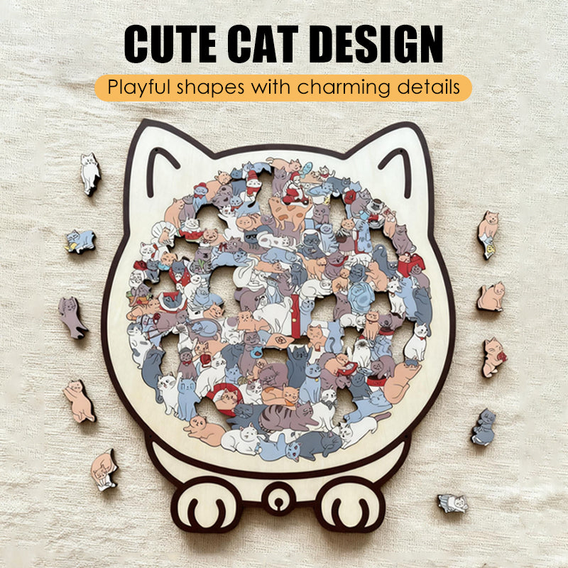 Adorable Cat-Shaped Wooden Jigsaw Puzzle üß©üê±